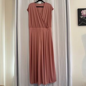 Halara Wide Leg Jumpsuit Faux Wrap V-Neck Pockets Rose Mauve Women’s 1X